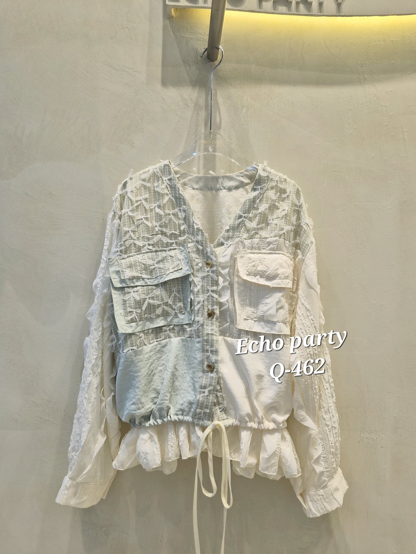 ECHOPARTY東大門直郵女裝新款熱賣26春夏真品休閑襯衫蕾絲衫ECHOPARTY襯衫/蕾絲衫圖色1