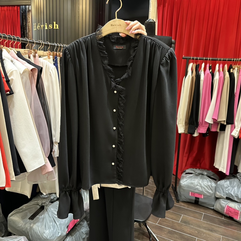 HERISH東大門實拍女裝新品時尚人氣推薦真品休閑襯衫蕾絲衫Herish襯衫/蕾絲衫圖色2