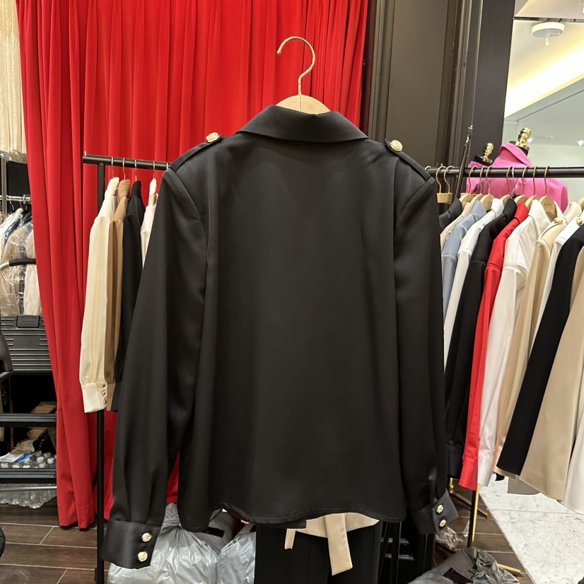 HERISH東大門實拍女裝新款26春夏時尚襯衫蕾絲衫紐扣緞面Herish襯衫/蕾絲衫