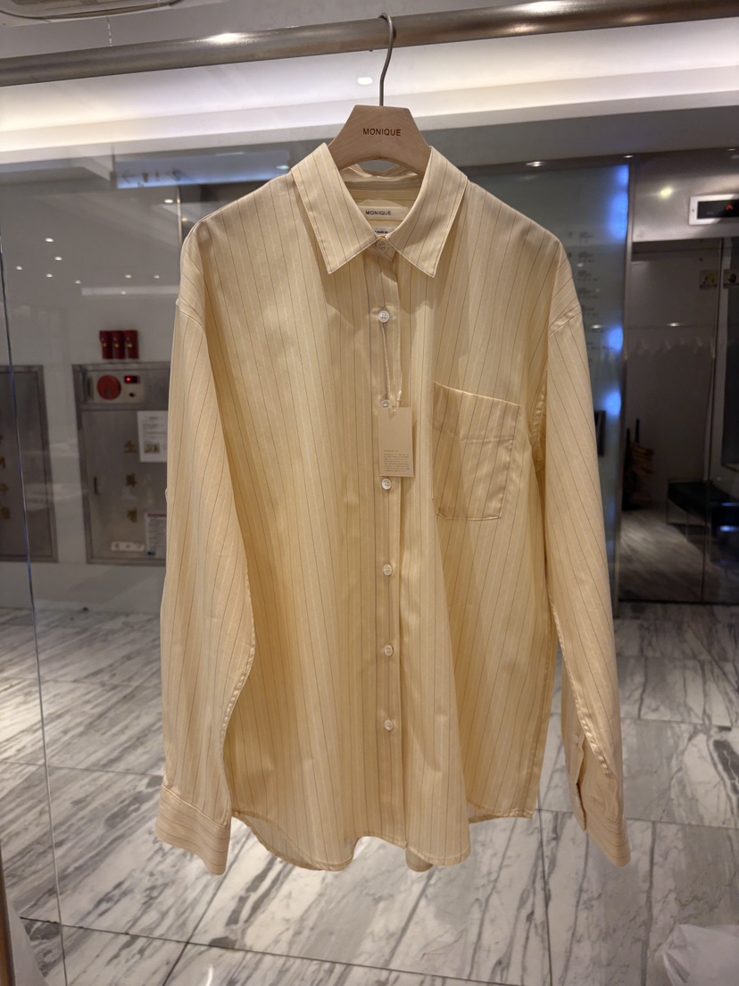 MONIQUE東大門直郵女士新品熱賣26春夏休閑襯衫蕾絲衫條紋MONIQUE襯衫/蕾絲衫圖色1