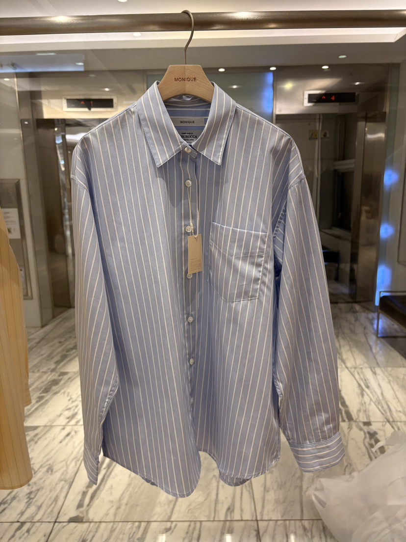 MONIQUE東大門直郵女士新品熱賣26春夏休閑襯衫蕾絲衫條紋MONIQUE襯衫/蕾絲衫圖色2