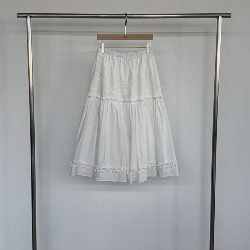 OREE韓國代購女士新款休閑26春夏時尚人氣職業推薦真品長裙OREE長裙圖色2白色