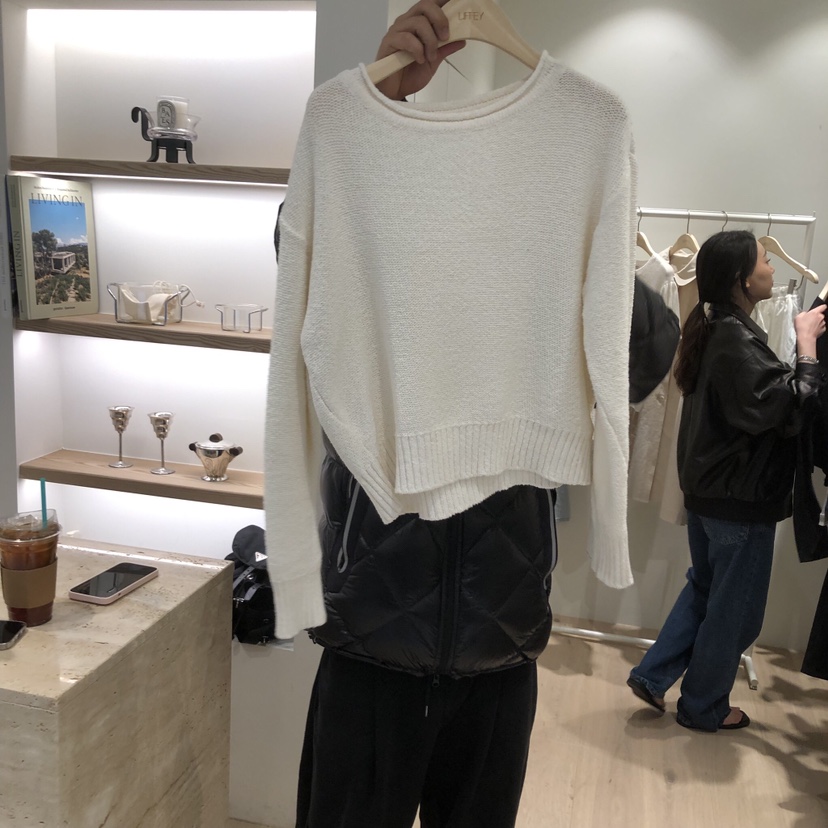 LIFFEY東大門代購女士新款26春夏熱賣時尚休閑針織衫船領LIFFEY針織衫圖色1