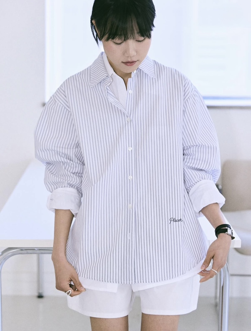 REGULARLY/PLACOR東大門直郵女士新款26春夏襯衫蕾絲衫刺繡條紋REGULARLY/PLACOR襯衫/蕾絲衫