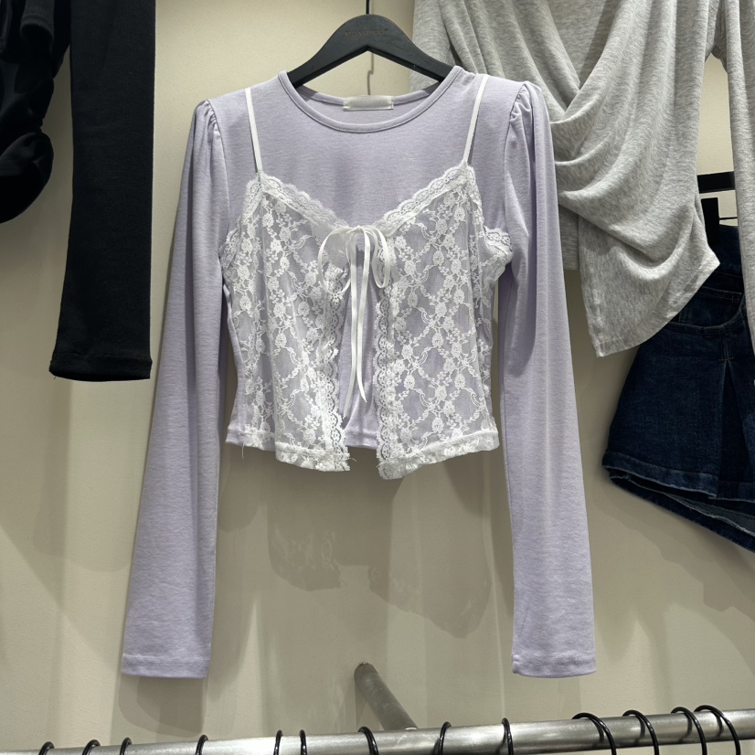 MONOPOLY東大門直郵女士新款休閑熱賣26春夏長袖T恤假兩件MONO_POLY長袖T恤圖色1