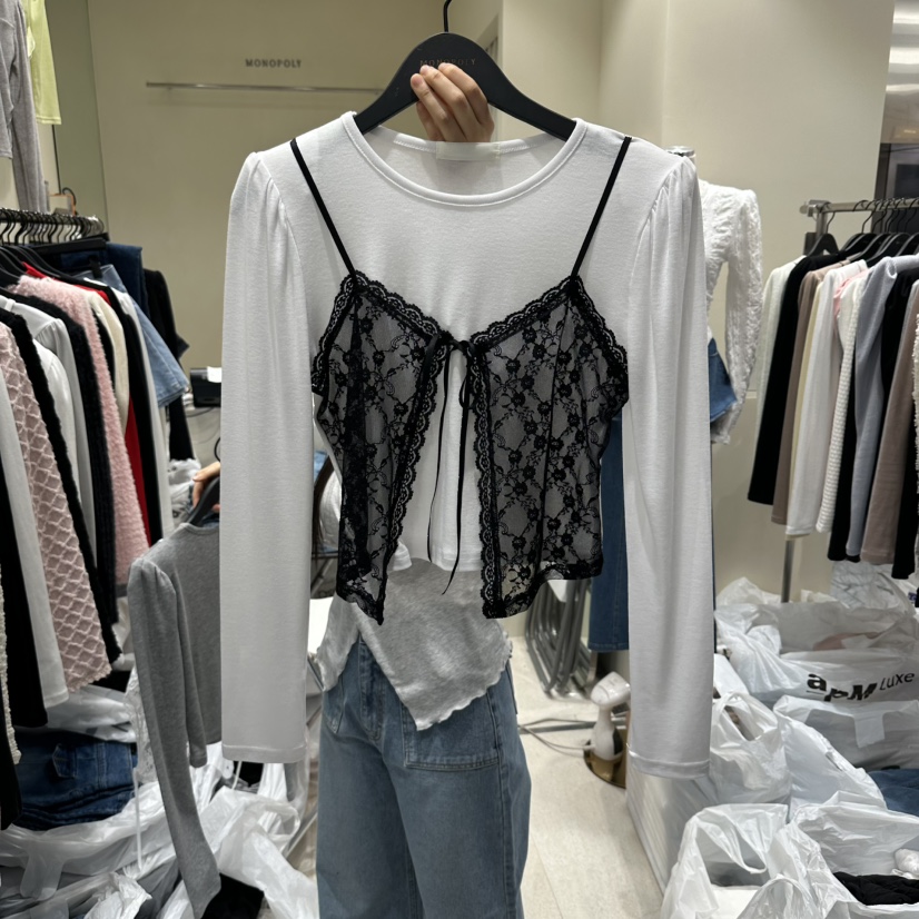 MONOPOLY東大門直郵女士新款休閑熱賣26春夏長袖T恤假兩件MONO_POLY長袖T恤圖色2