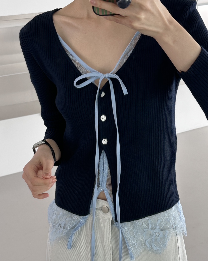 HOWDY韓國直郵女士新品真品休閑人氣推薦時尚針織衫假兩件HOWDY針織衫