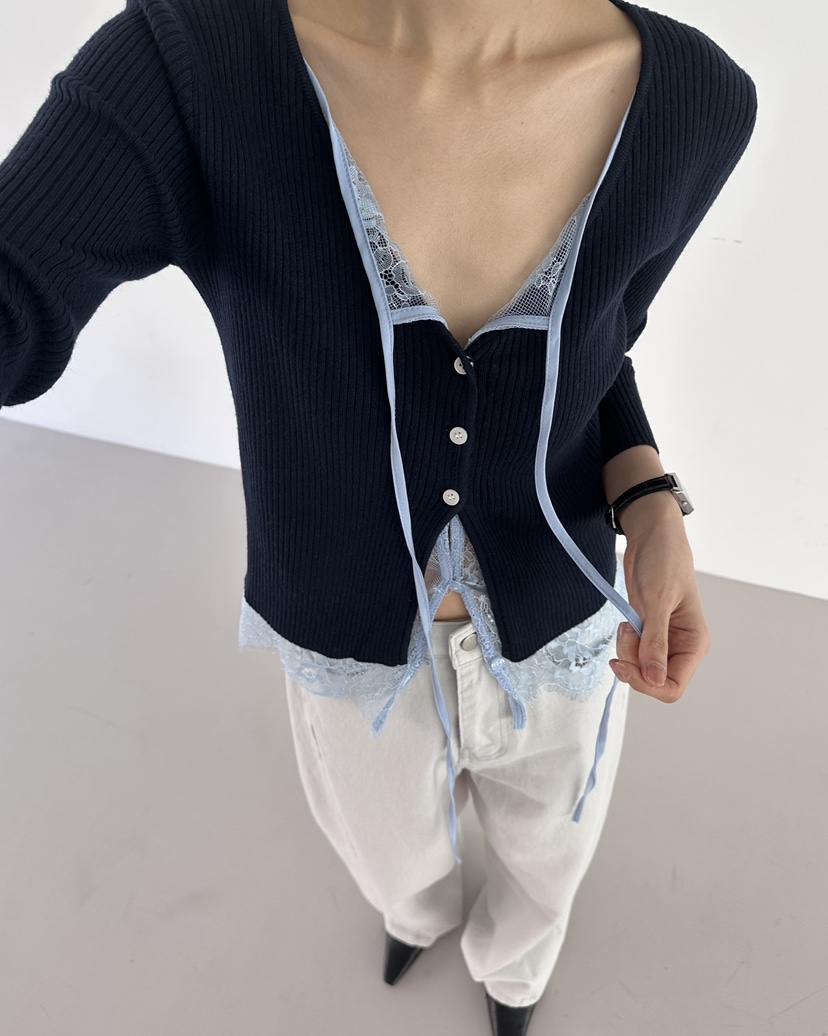 HOWDY韓國直郵女士新品真品休閑人氣推薦時尚針織衫假兩件HOWDY針織衫