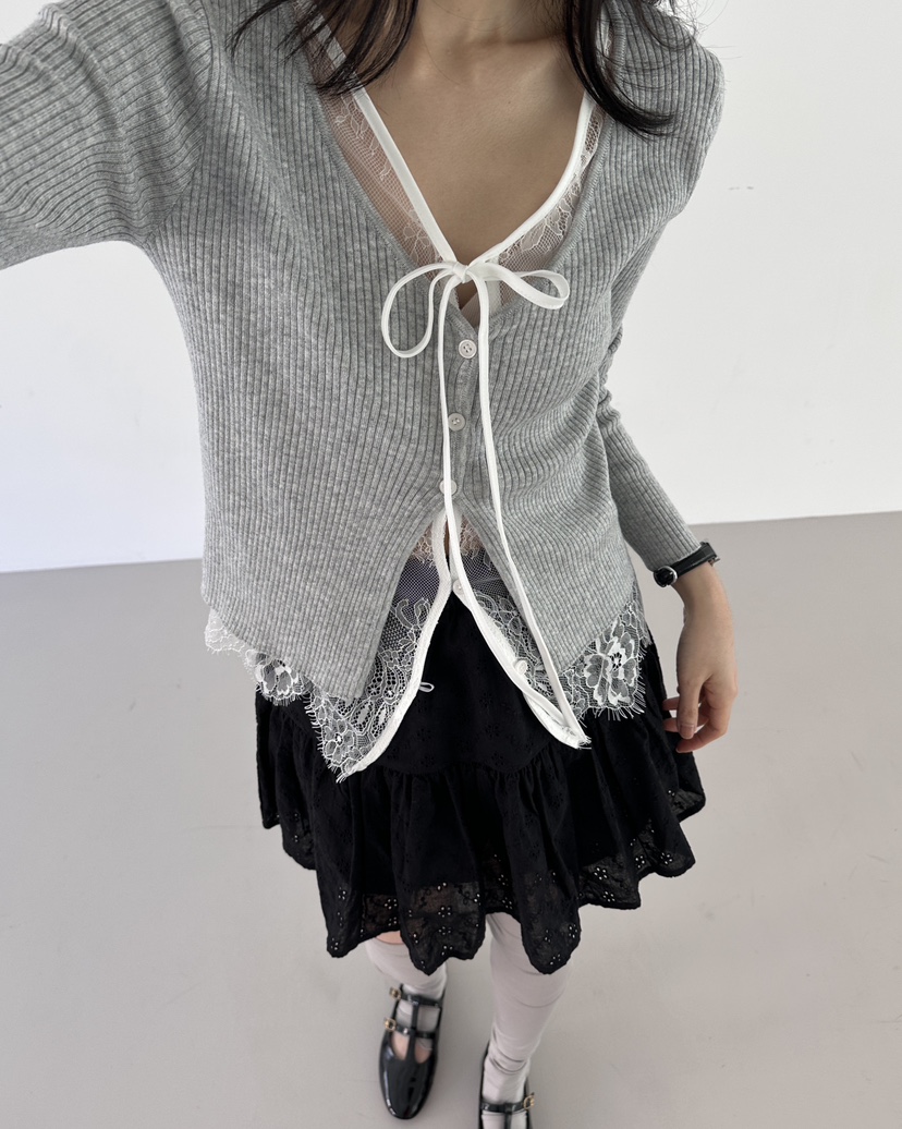 HOWDY韓國直郵女士新品真品休閑人氣推薦時尚針織衫假兩件HOWDY針織衫圖色1