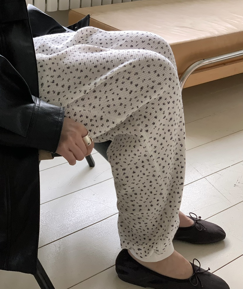 PEBBLE東大門實拍女士新款休閑時尚人氣休閑褲華夫格格紋PEBBLE休閑褲