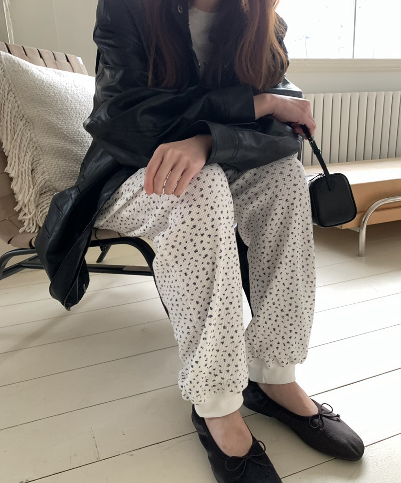 PEBBLE東大門實拍女士新款休閑時尚人氣休閑褲華夫格格紋PEBBLE休閑褲