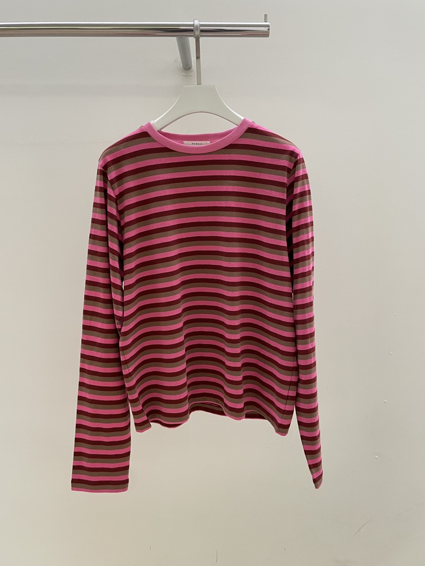 PEBBLE東大門代購女士新品休閑26春夏真品熱賣長袖T恤條紋PEBBLE長袖T恤圖色2