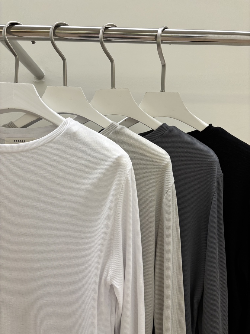 PEBBLE東大門實拍女裝新款真品熱賣26春夏人氣長袖T恤透明PEBBLE長袖T恤