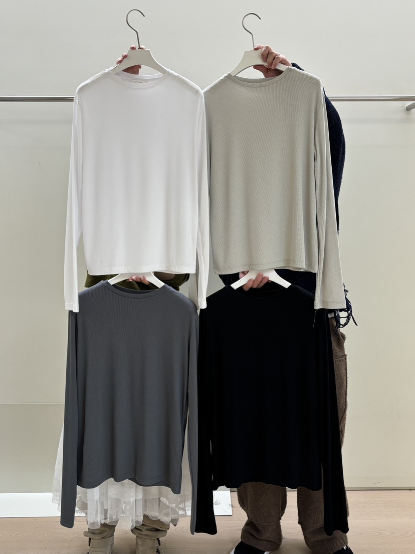 PEBBLE東大門實拍女裝新款真品熱賣26春夏人氣長袖T恤透明PEBBLE長袖T恤