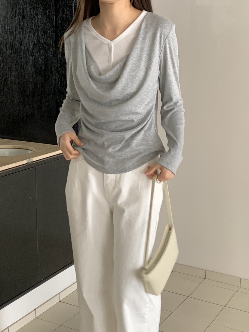 BIEN GARDER韓國代購女士新品熱賣職業長袖T恤假兩件斗篷BIEN GARDER長袖T恤