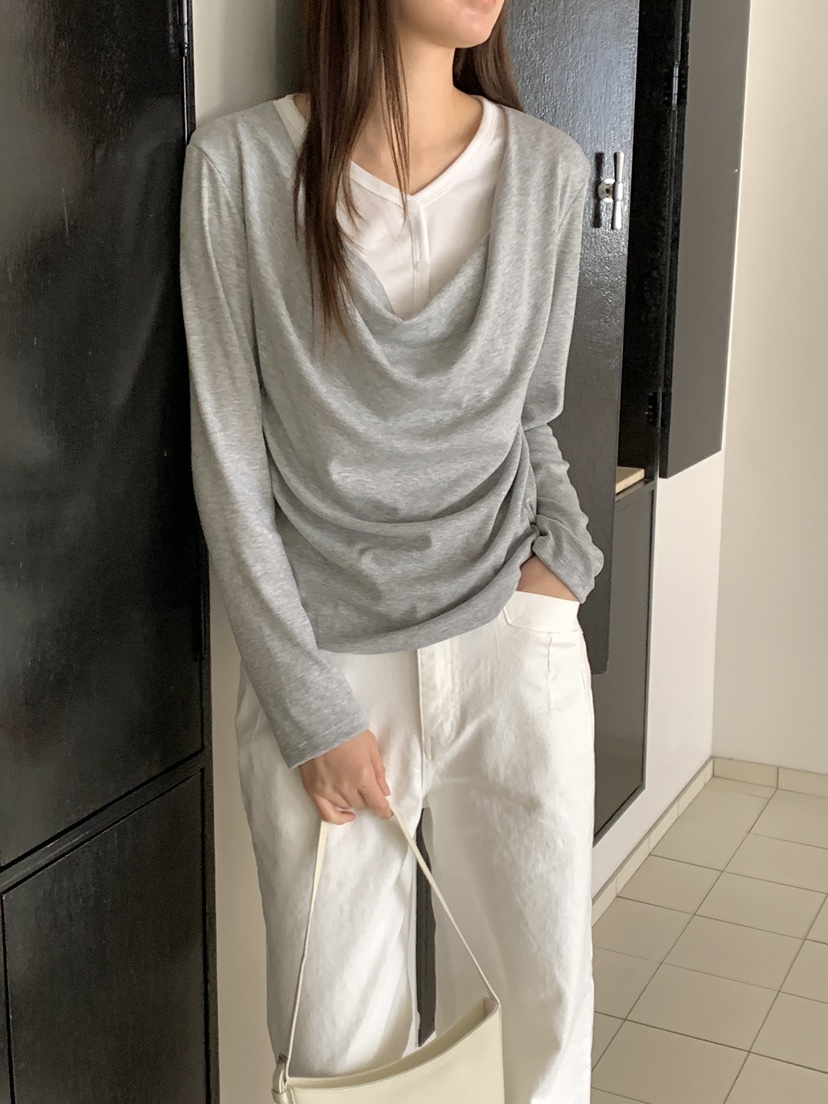 BIEN GARDER韓國代購女士新品熱賣職業長袖T恤假兩件斗篷BIEN GARDER長袖T恤