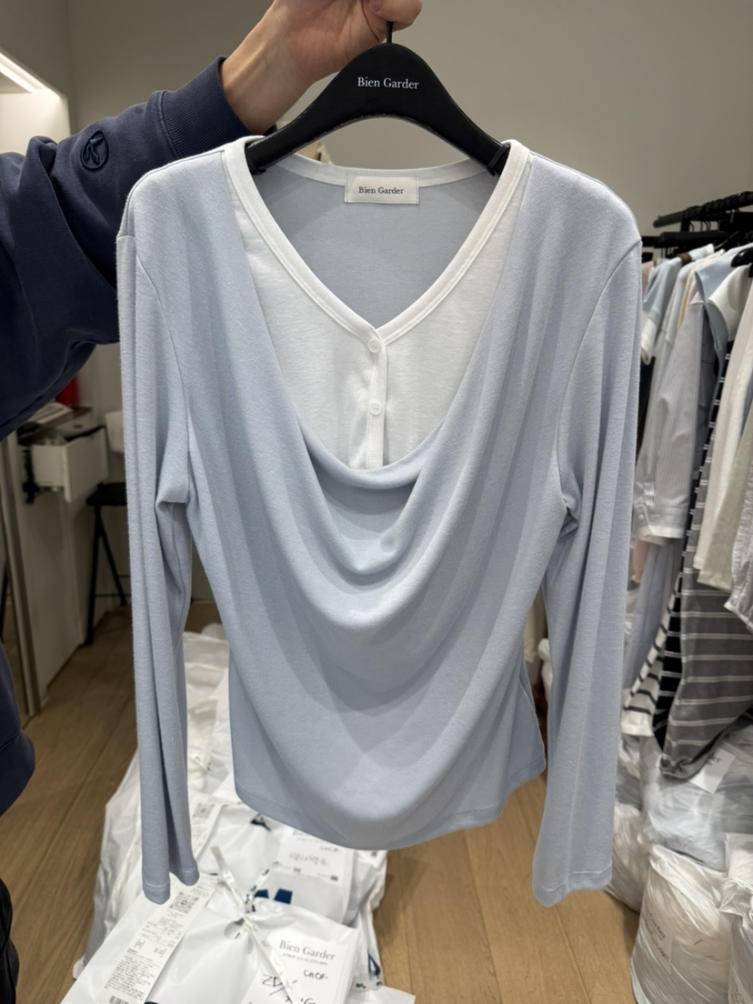 BIEN GARDER韓國代購女士新品熱賣職業長袖T恤假兩件斗篷BIEN GARDER長袖T恤圖色2