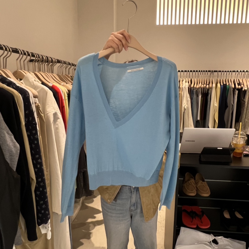 PLATE東大門代購女裝新品時尚真品休閑職業推薦針織衫V領PLATE針織衫圖色2