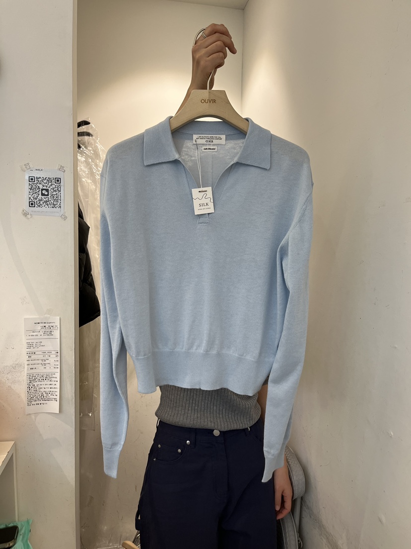 OUVIR韓國代購女裝新款26春夏人氣休閑熱賣針織衫混紡絲綢O.V.R/OUVIR針織衫圖色2