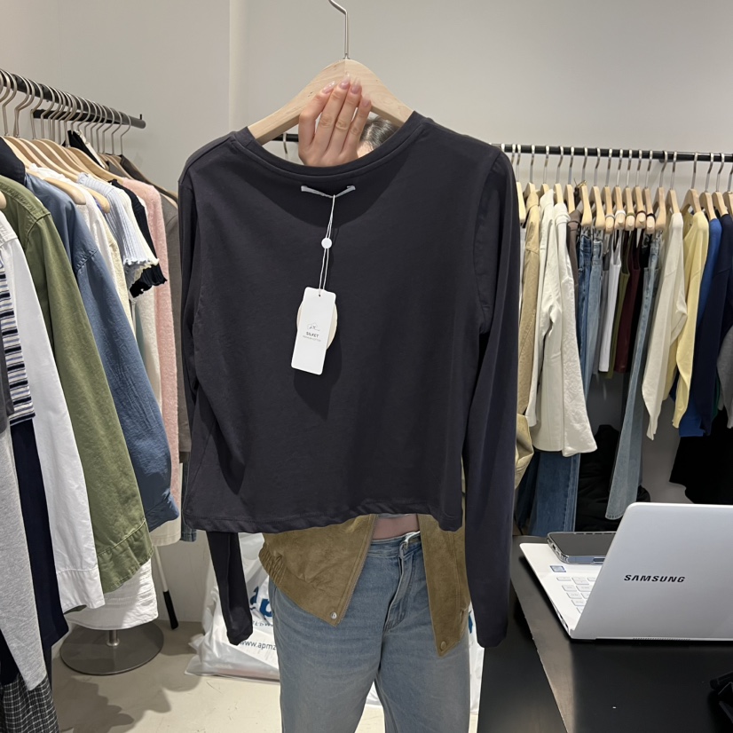 PLATE東大門代購女裝新款推薦休閑熱賣職業人氣26春夏長袖T恤PLATE長袖T恤