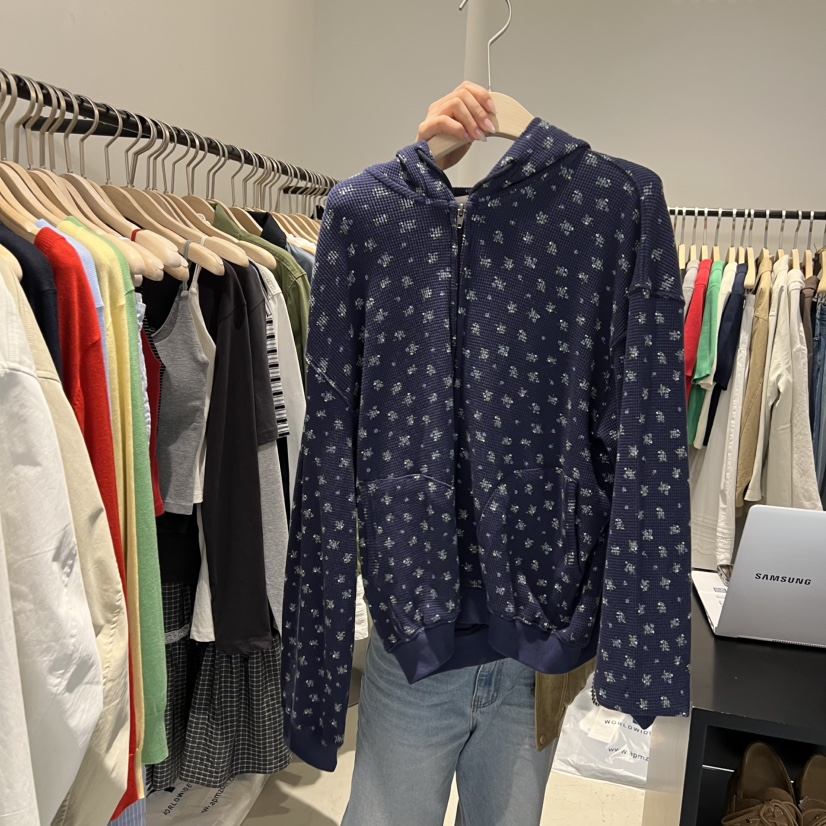 PLATE韓國直郵女士新款熱賣職業休閑真品夾克連帽拉鏈衫花朵PLATE夾克圖色1