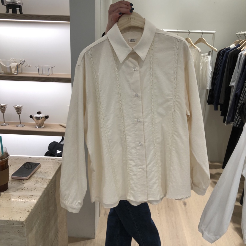 LIFFEY韓國直郵女士新品人氣熱賣時尚休閑襯衫蕾絲衫蕾絲LIFFEY襯衫/蕾絲衫圖色2