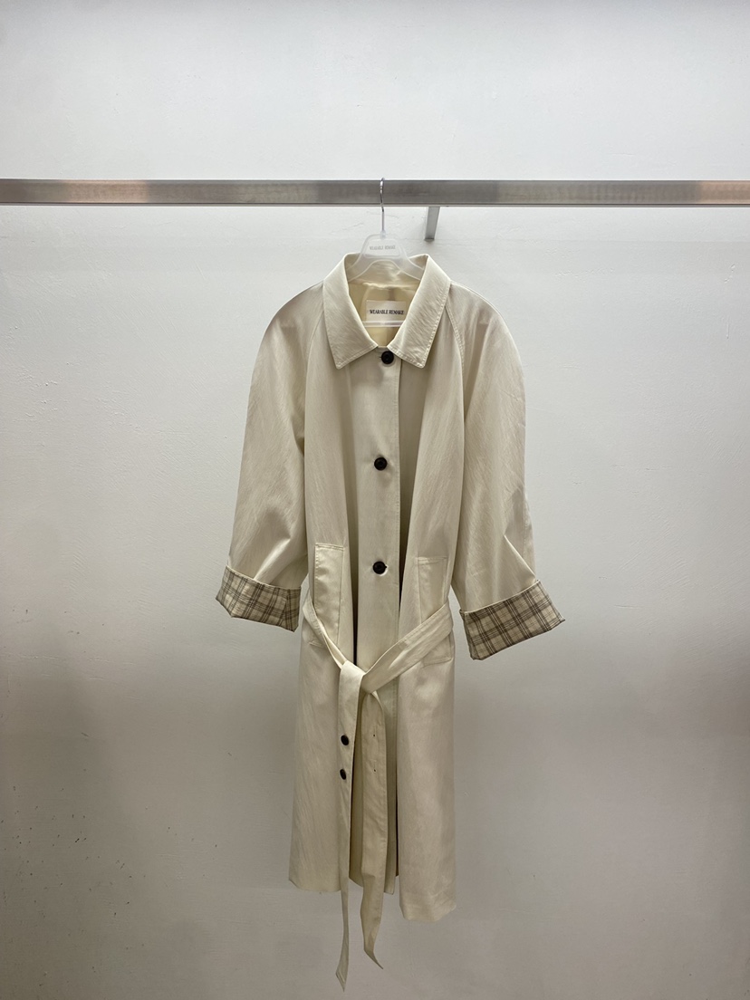 WEARABLE-L東大門直郵女裝新款熱賣26春夏長款風衣含腰帶WEARABLE長款風衣圖色1