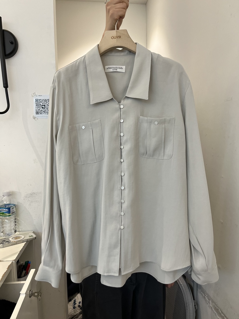 OUVIR韓國代購女裝新款26春夏熱賣真品職業襯衫蕾絲衫紐扣O.V.R/OUVIR襯衫/蕾絲衫圖色2