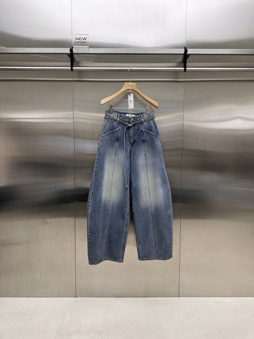 MYDRESS東大門直郵女裝新款人氣職業休閑時尚牛仔褲含腰繩MYDRESS牛仔褲圖色1