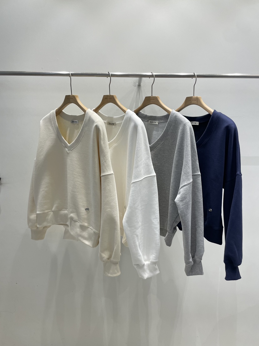KINOA韓國代購女裝新品推薦職業26春季時尚休閑人氣衛衣V領KINOA衛衣