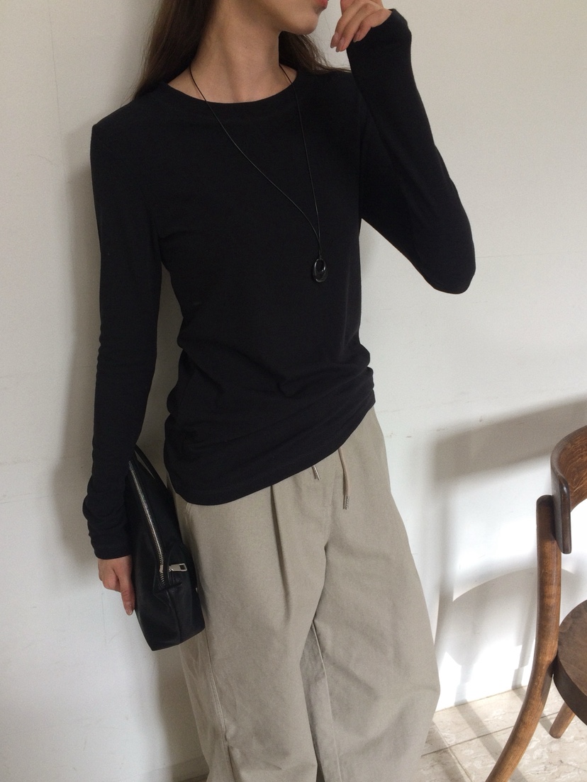 ANOU東大門代購女士新品熱賣休閑26春季人氣職業長袖T恤修身ANOU長袖T恤