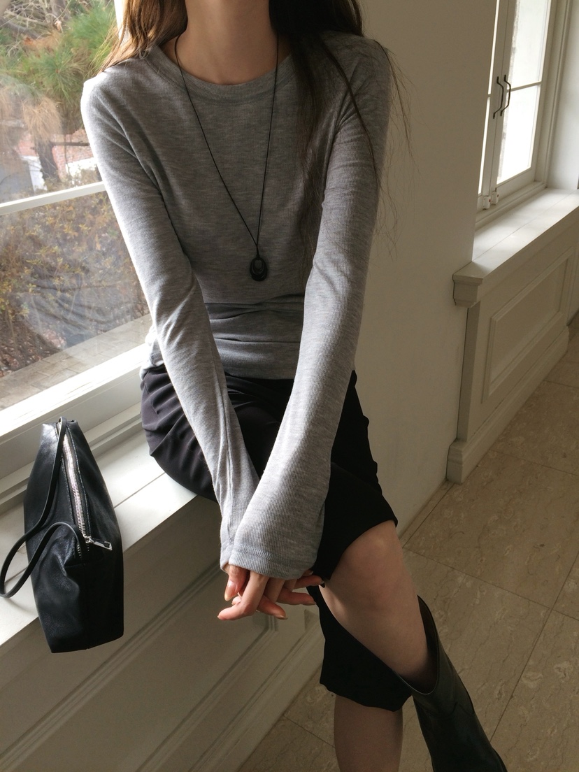 ANOU東大門代購女士新品熱賣休閑26春季人氣職業長袖T恤修身ANOU長袖T恤