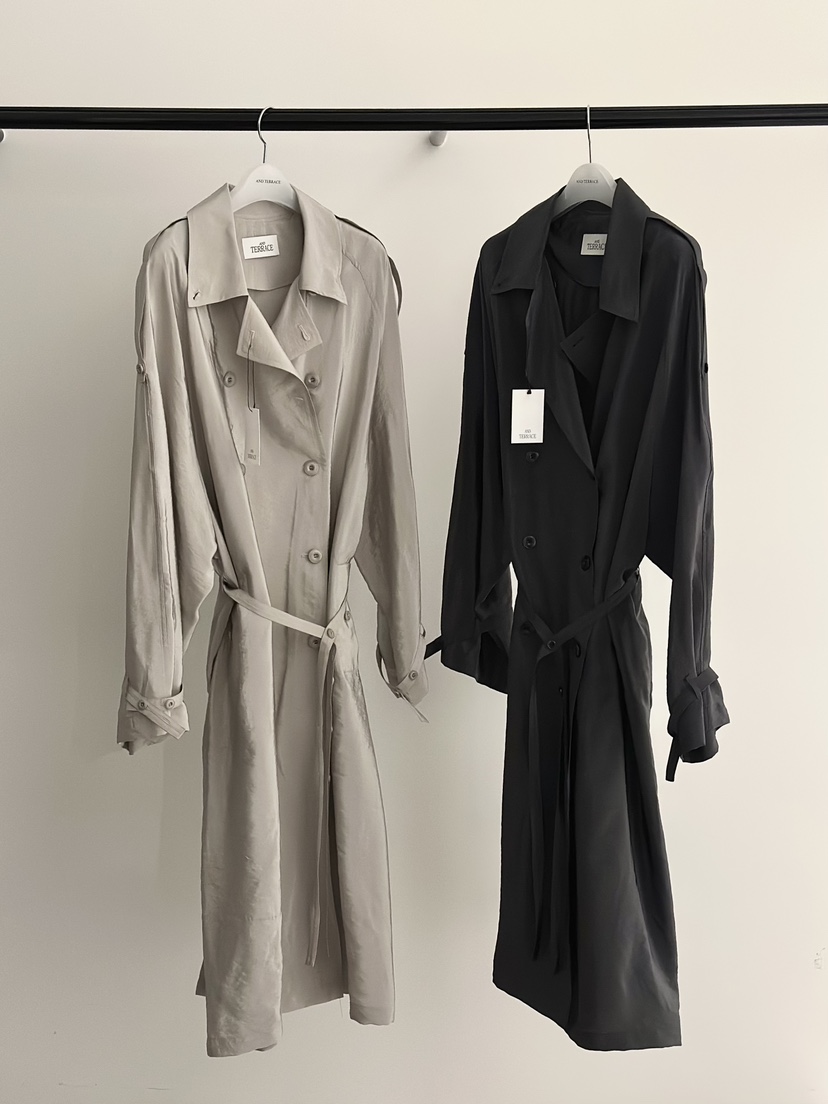 ANDTERRACE東大門代購女士新品熱賣人氣休閑長款風衣含腰帶ANDTERRACE長款風衣