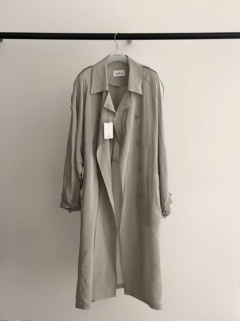 ANDTERRACE東大門代購女士新品熱賣人氣休閑長款風衣含腰帶ANDTERRACE長款風衣圖色1