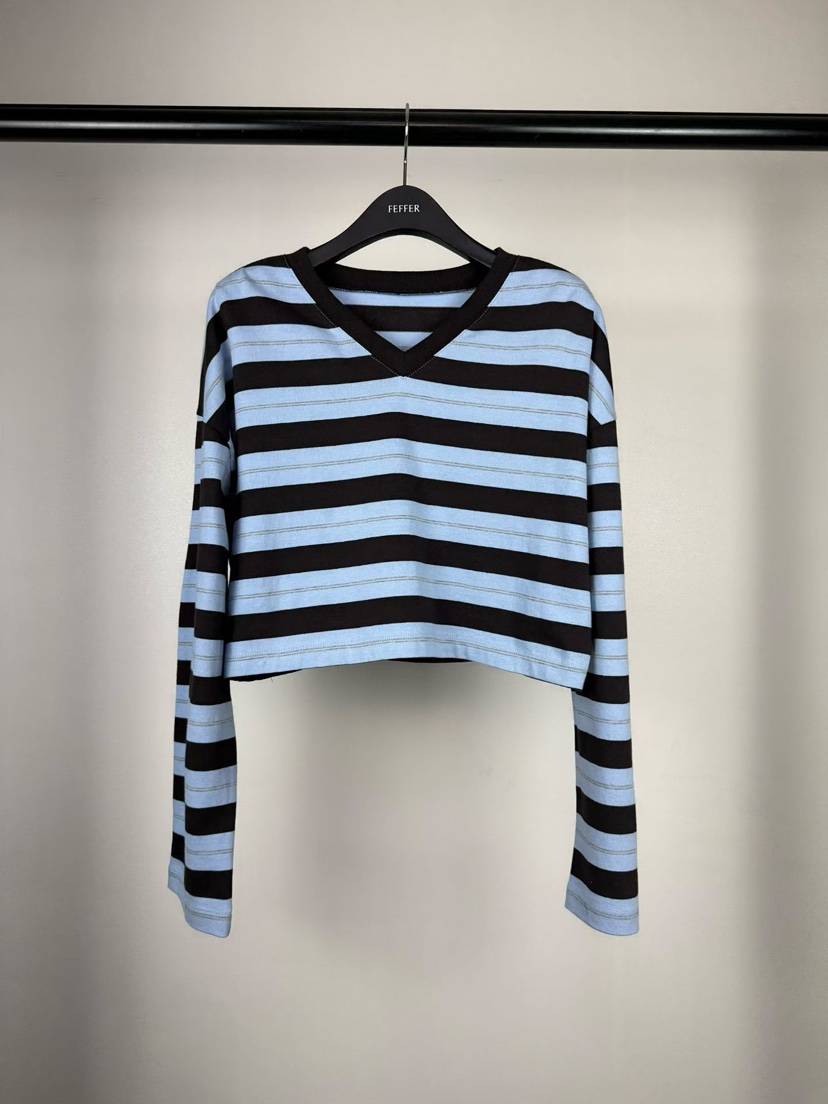 FEFFER東大門實拍女裝新款休閑人氣職業時尚推薦長袖T恤條紋FEFFER長袖T恤圖色2