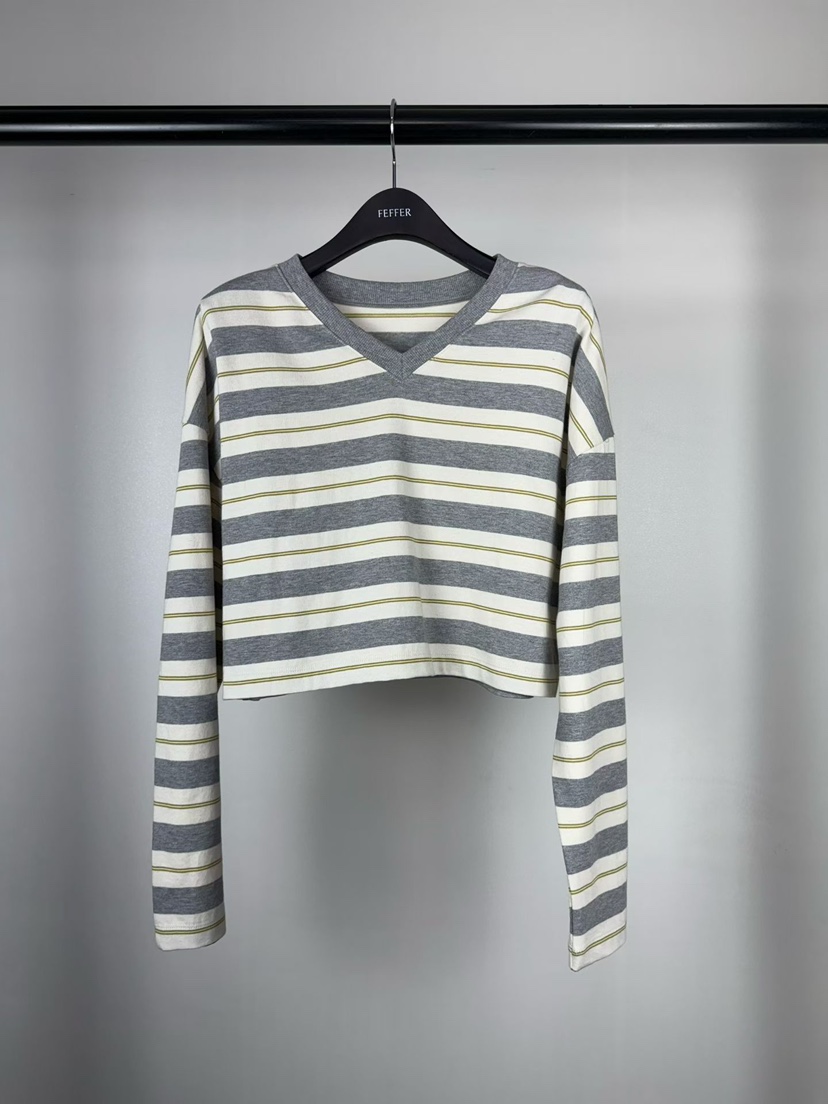 FEFFER東大門實拍女裝新款休閑人氣職業時尚推薦長袖T恤條紋FEFFER長袖T恤圖色3