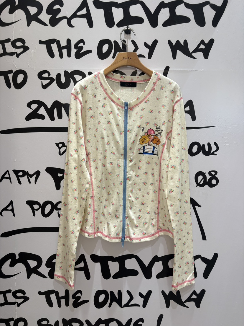 2ND K韓國代購女士新款26春季人氣熱賣推薦時尚長袖T恤拉鏈2ND K長袖T恤圖色2