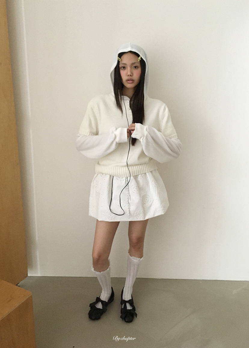 BY CHAPTER東大門直郵女士新款推薦休閑時尚熱賣短裙刺繡BY Chapter短裙圖色2白色