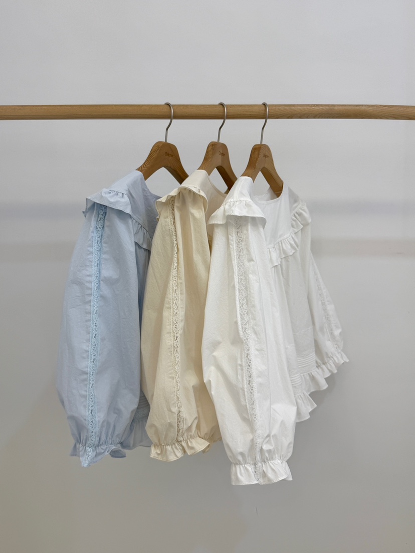 BY CHAPTER韓國直郵女裝新款人氣推薦職業襯衫蕾絲衫圓領BY Chapter襯衫/蕾絲衫