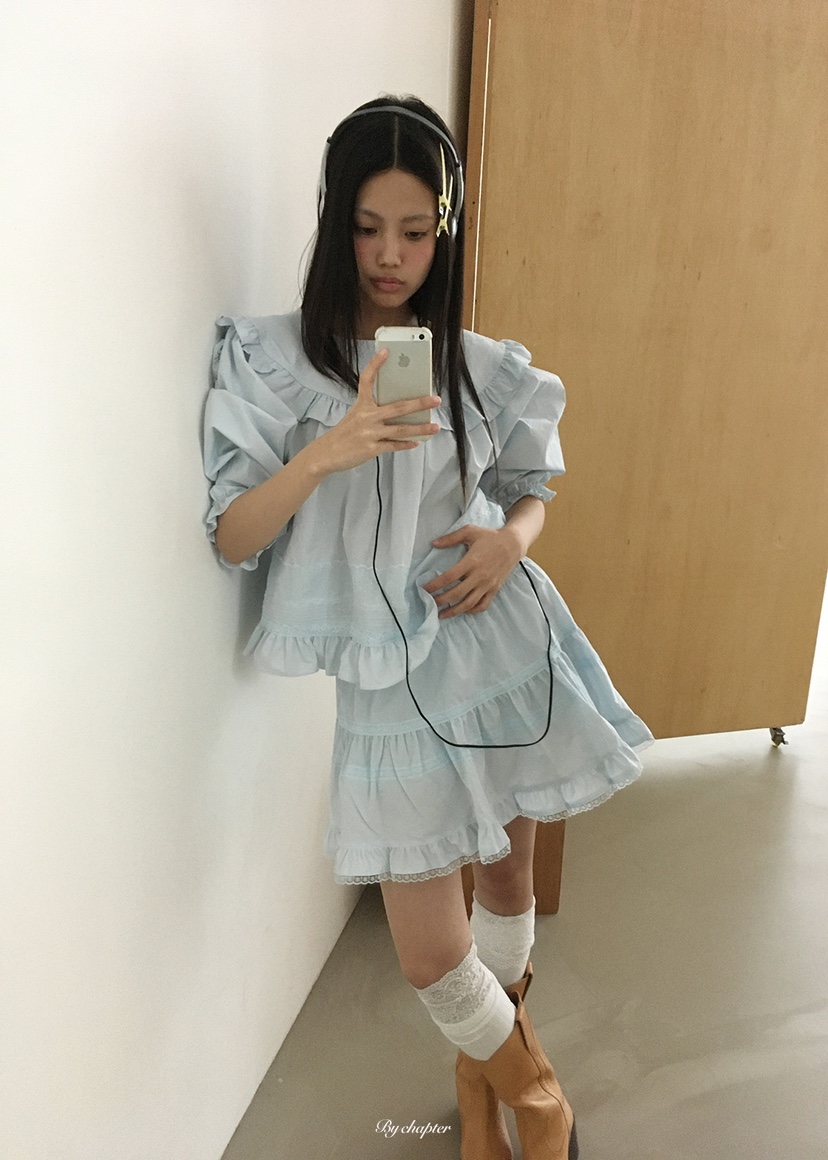 BY CHAPTER韓國直郵女裝新款人氣推薦職業襯衫蕾絲衫圓領BY Chapter襯衫/蕾絲衫