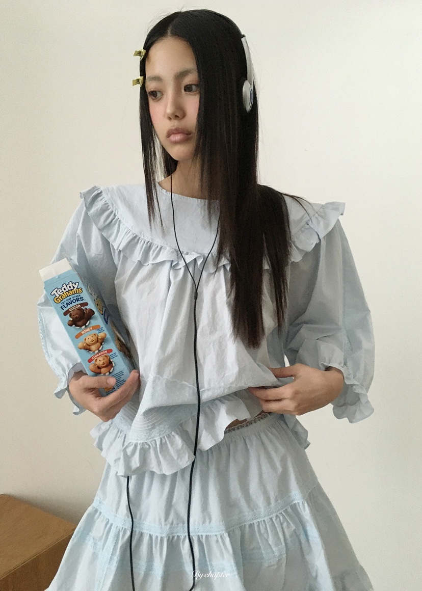 BY CHAPTER韓國直郵女裝新款人氣推薦職業襯衫蕾絲衫圓領BY Chapter襯衫/蕾絲衫