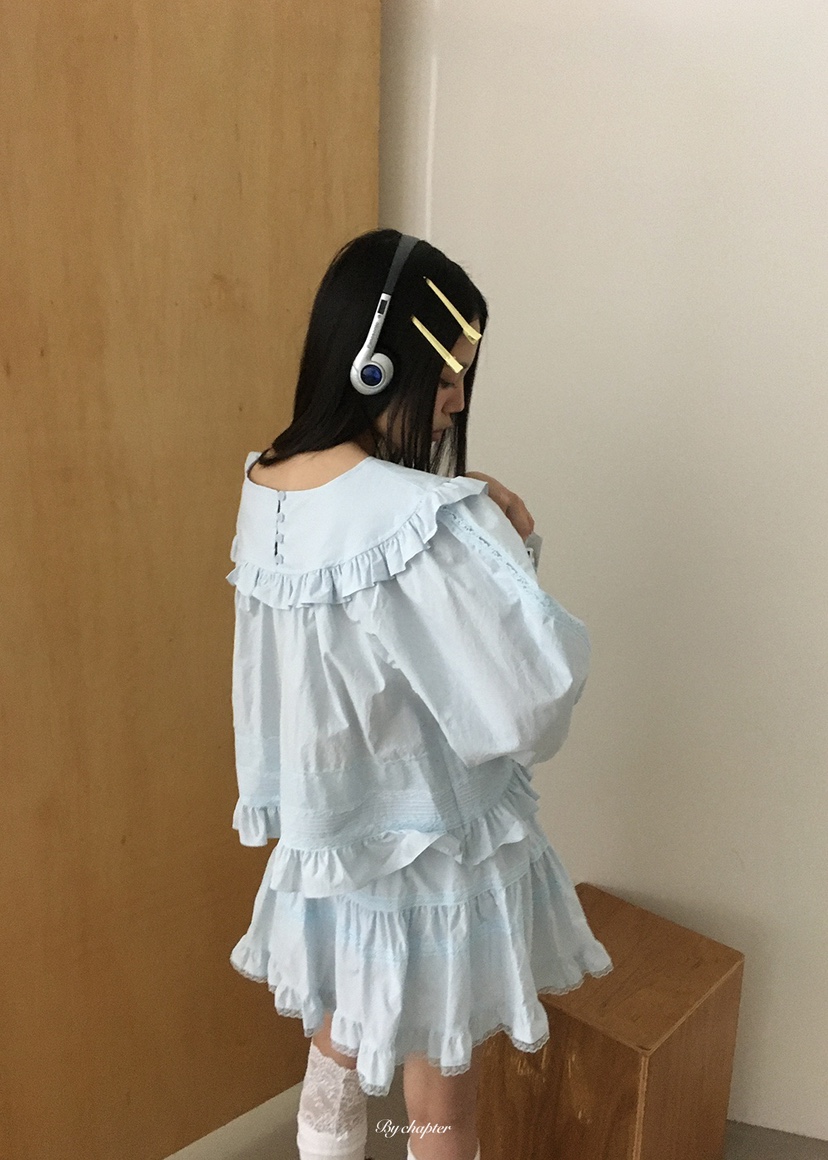 BY CHAPTER韓國直郵女裝新款人氣推薦職業襯衫蕾絲衫圓領BY Chapter襯衫/蕾絲衫