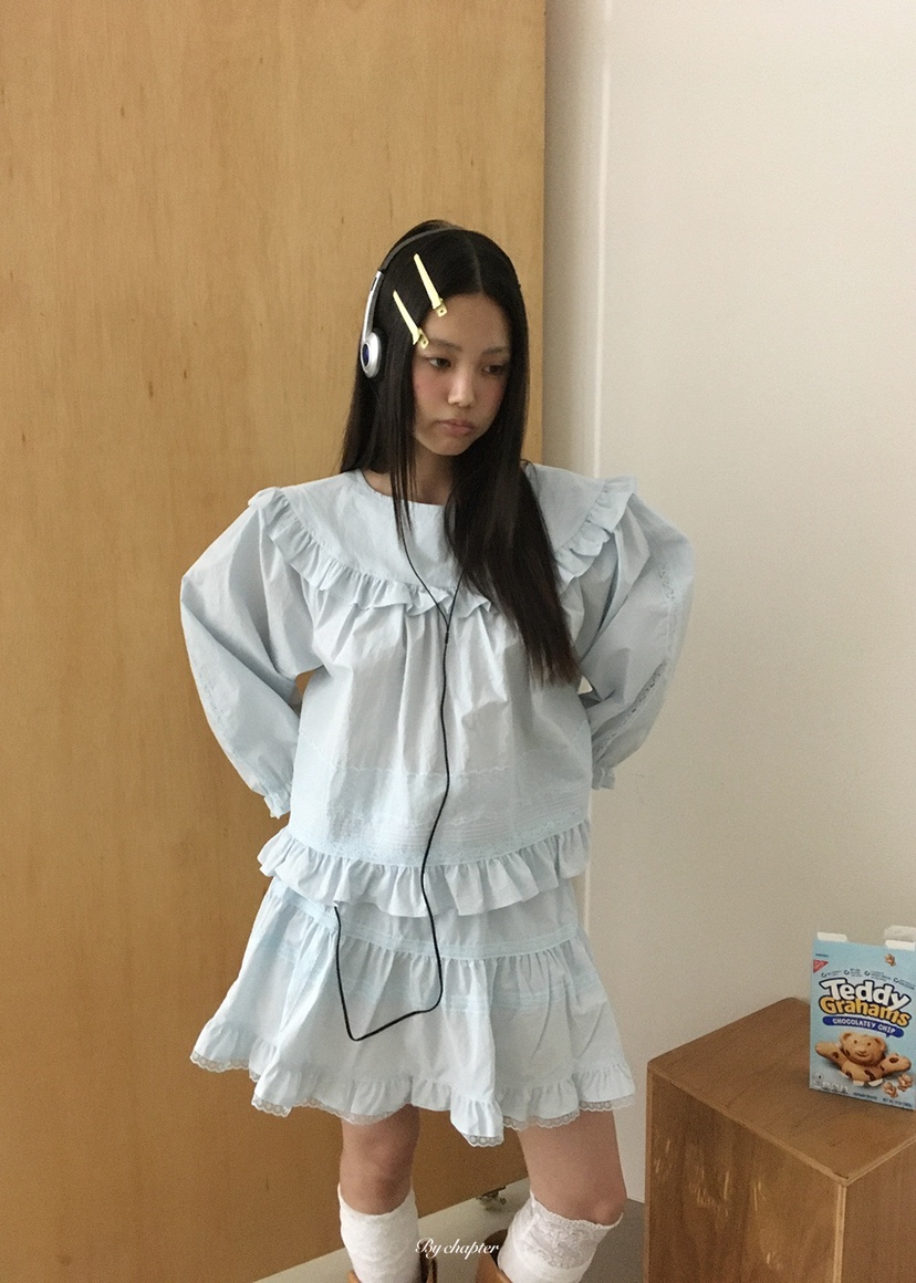 BY CHAPTER韓國直郵女裝新款人氣推薦職業襯衫蕾絲衫圓領BY Chapter襯衫/蕾絲衫