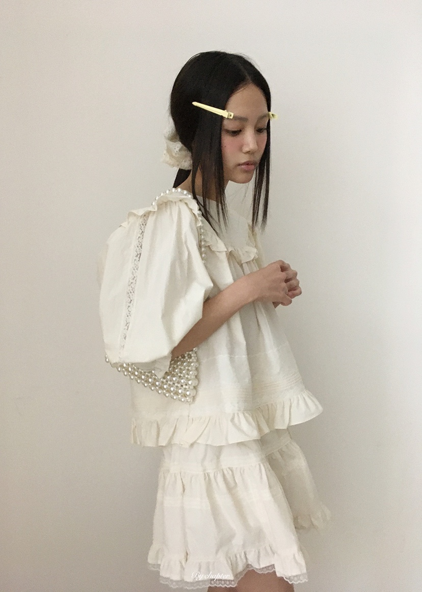 BY CHAPTER韓國直郵女裝新款人氣推薦職業襯衫蕾絲衫圓領BY Chapter襯衫/蕾絲衫