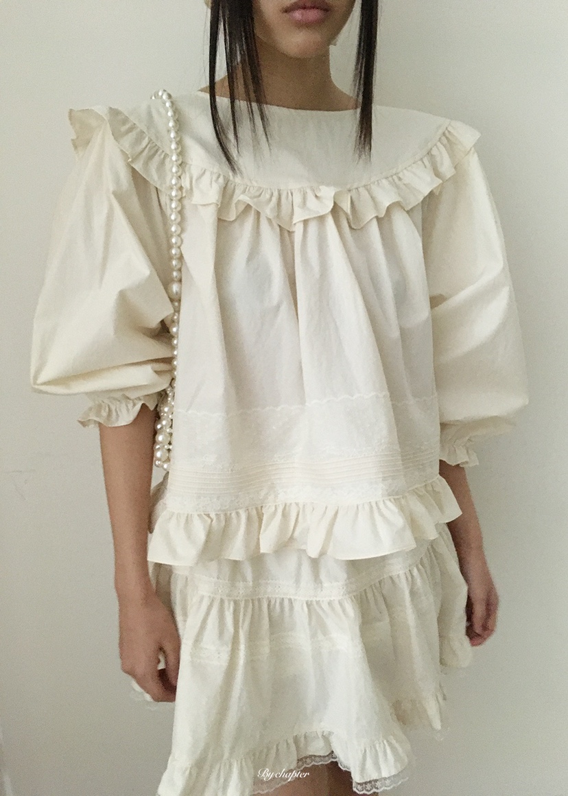 BY CHAPTER韓國直郵女裝新款人氣推薦職業襯衫蕾絲衫圓領BY Chapter襯衫/蕾絲衫