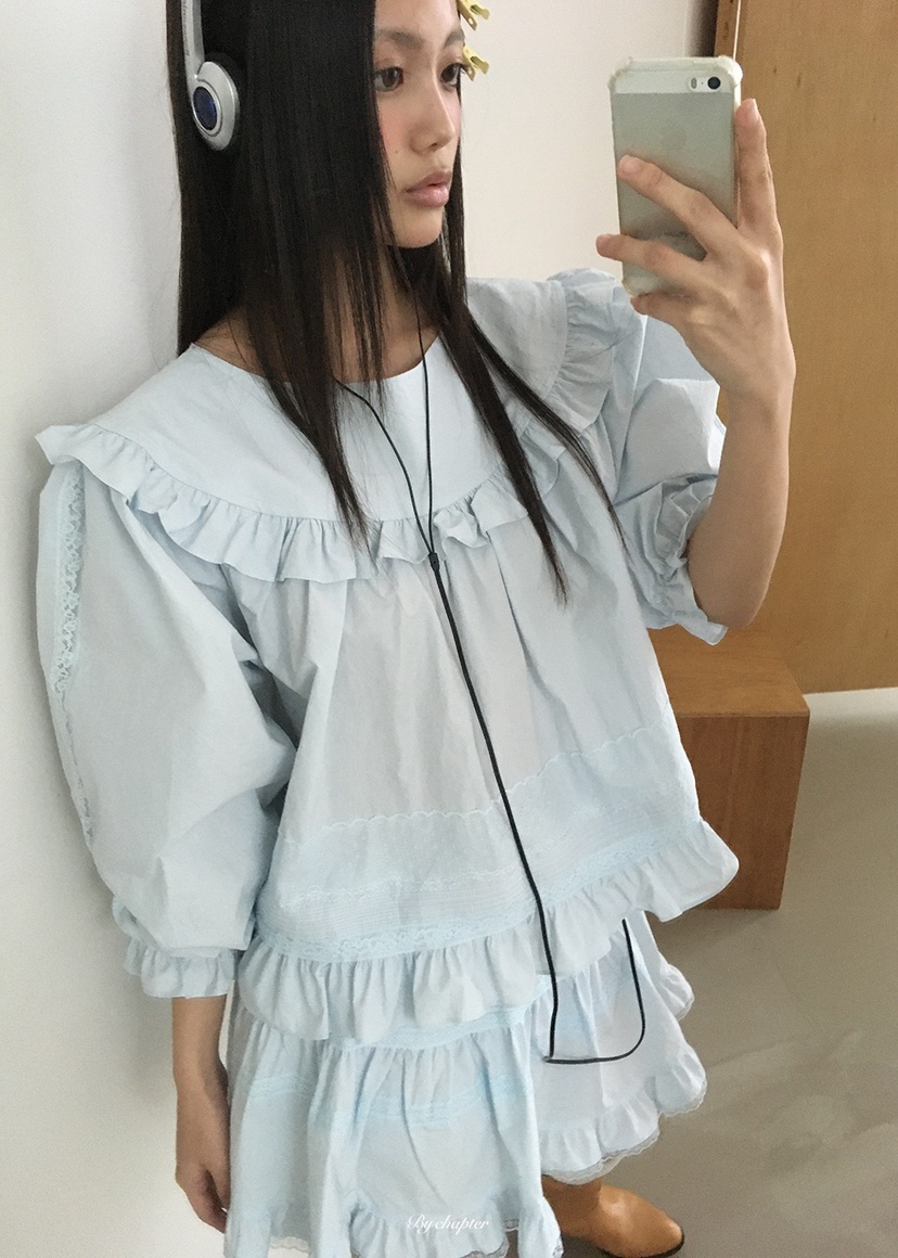 BY CHAPTER韓國直郵女裝新款人氣推薦職業襯衫蕾絲衫圓領BY Chapter襯衫/蕾絲衫圖色2