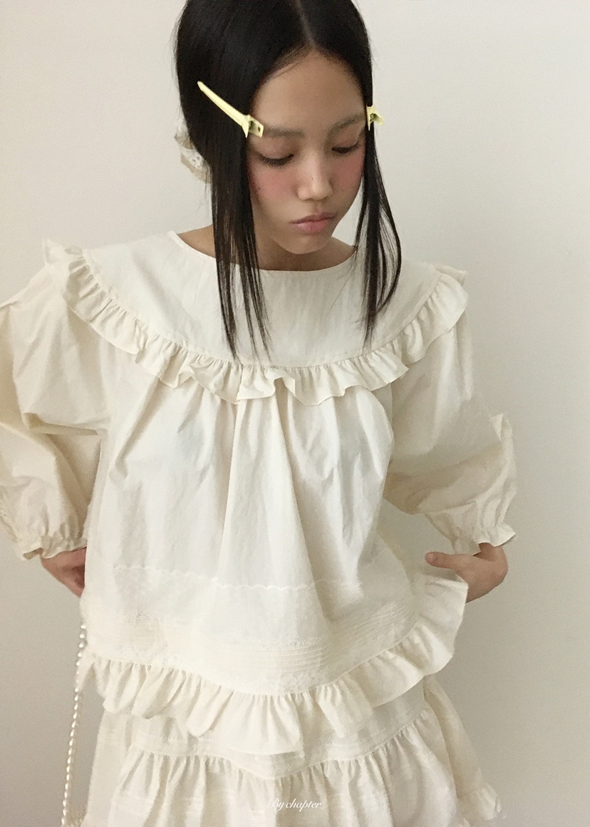 BY CHAPTER韓國直郵女裝新款人氣推薦職業襯衫蕾絲衫圓領BY Chapter襯衫/蕾絲衫圖色3