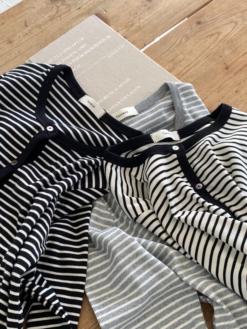 TERRACE韓國代購女士新品26春季時尚休閑人氣職業針織衫條紋TERRACE針織衫