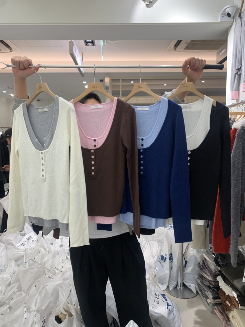 BY BOMI東大門直郵女士新品職業26春夏熱賣針織衫雙排扣BY BOMI針織衫