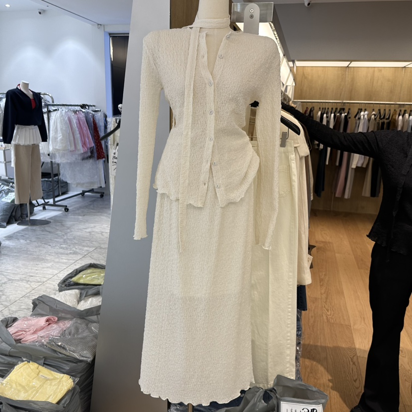 LEFANCY東大門實拍女裝新款熱賣職業針織衫含脖帶褶裥開衫LEFANCY針織衫